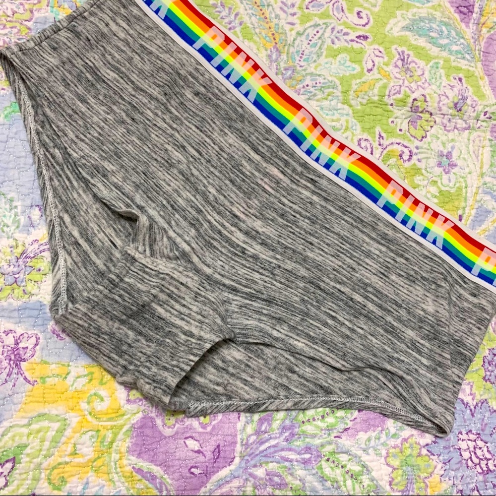 Victoria’s Secret rainbow waist gray boy shorts